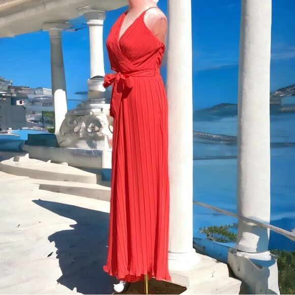 BEYOND WORDS NWT WOMENS LONG ONE PIECE JUMPSUIT RED SIZE SMALL ALL OCCASIONS - Picture 4 of 5